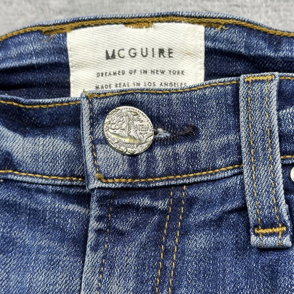 McGuire Denim Satin Tuxedo Stripe Jeans Women's 27 Modern Chic Skinny Black Trim - Picture 7 of 16